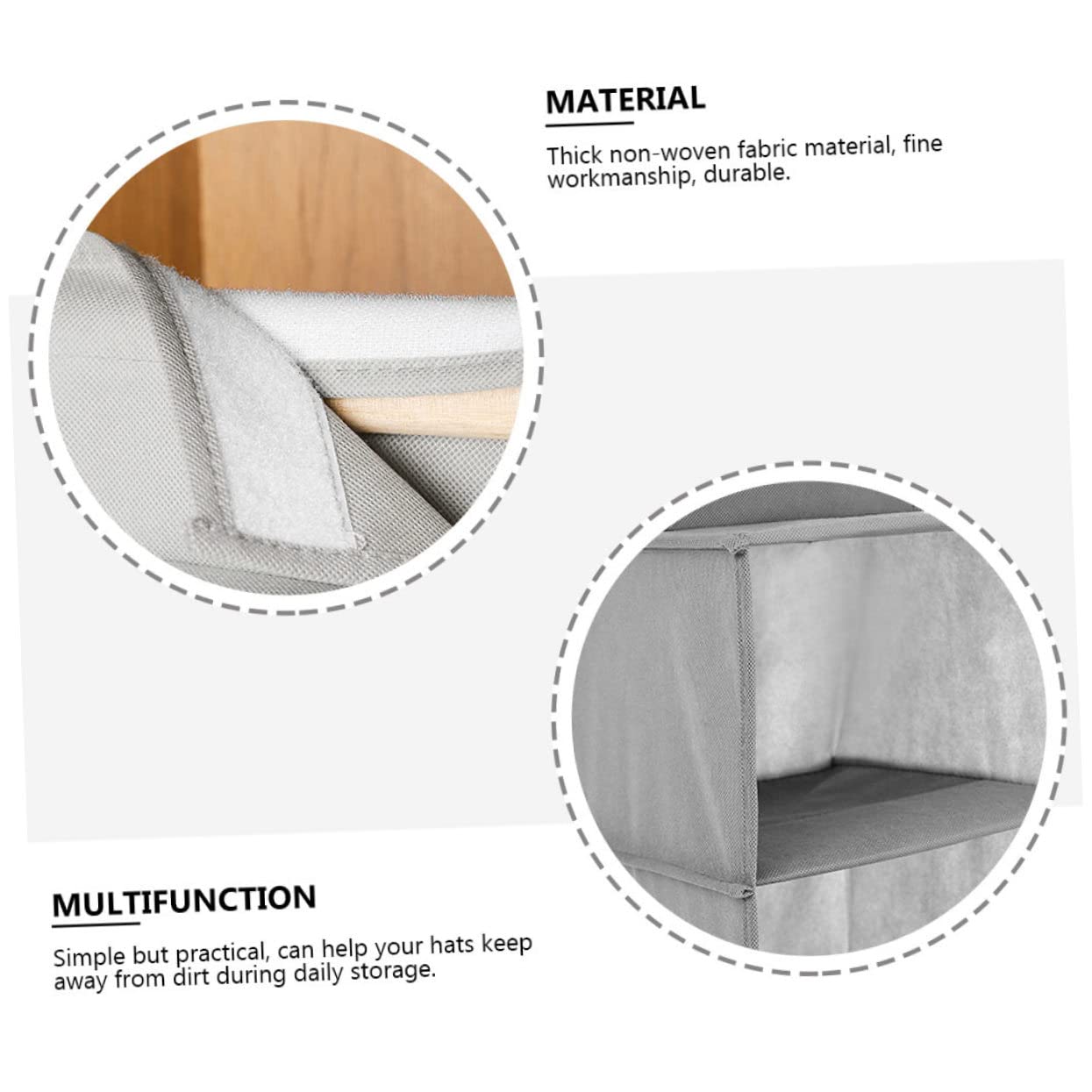 Bolsa de Almacenamiento de Sombreros de Tela no Tejida Gris, Colgante de Pared, para Sujetadores, Ropa Interior y Zapatos. Solución práctica y a Prueba de Polvo.