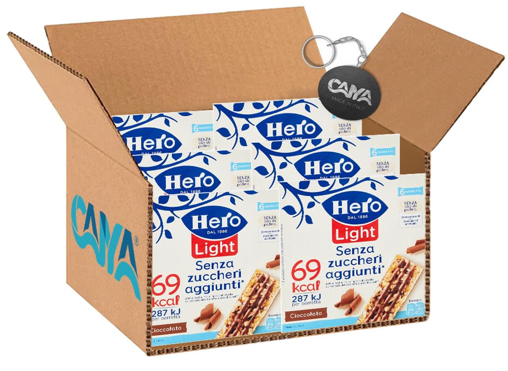 6X Hero Light Barretta ai Cereali con Cioccolato a Latte Senza Zuccheri Aggiunti 120g [CAIYA® BOX da 6 Confezioni]
