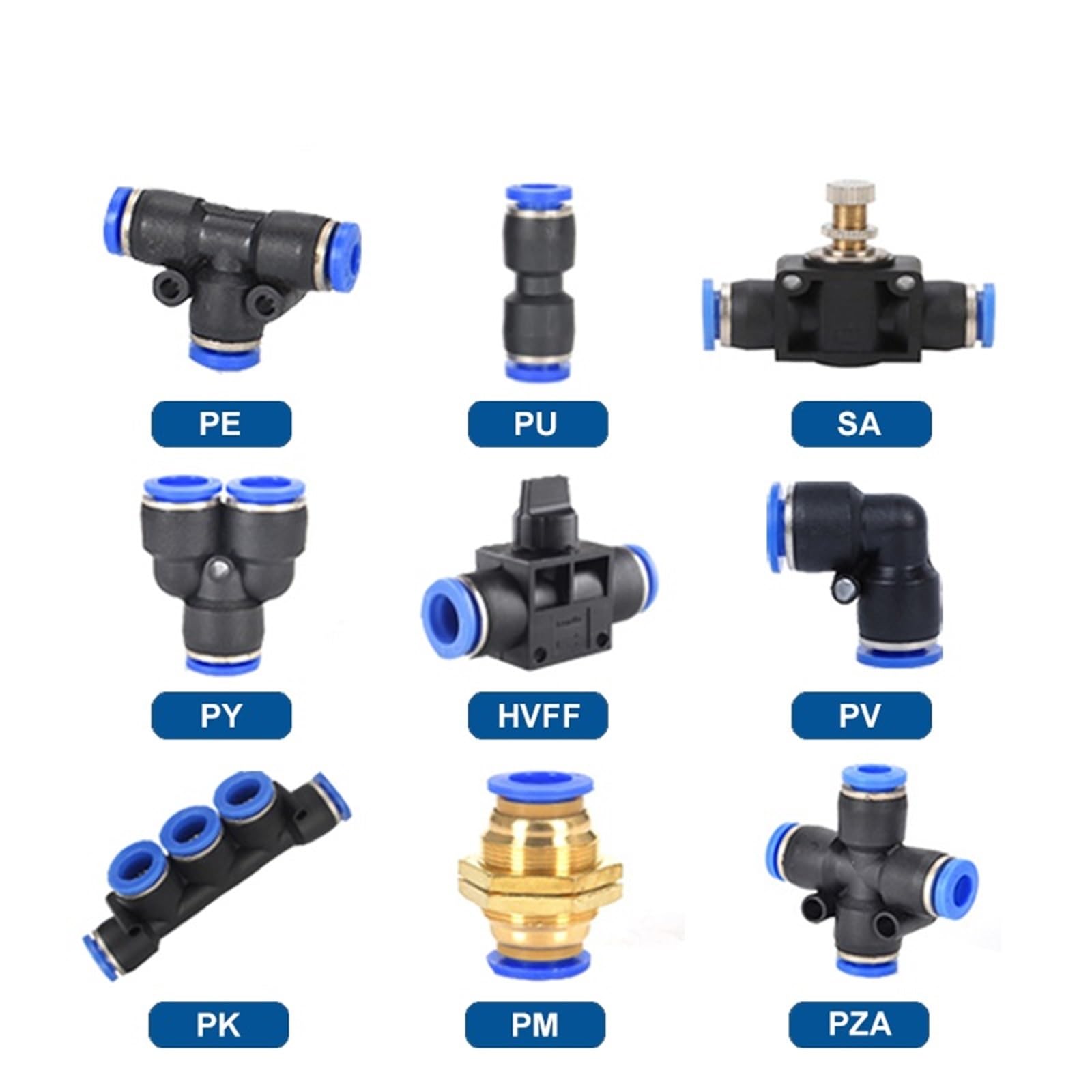1PCS PU/PY/PV/PZA/PE Pneumatic Fitting Pipe Tube Air Quick Fittings 10mm Water Push In Hose Couping(PM)