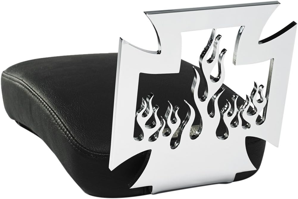 Resurrection Chopper Gear RCGMIF10PP Small Low-Back 'Maltese with Inner Flames Design' Backrest with Pillion Pad