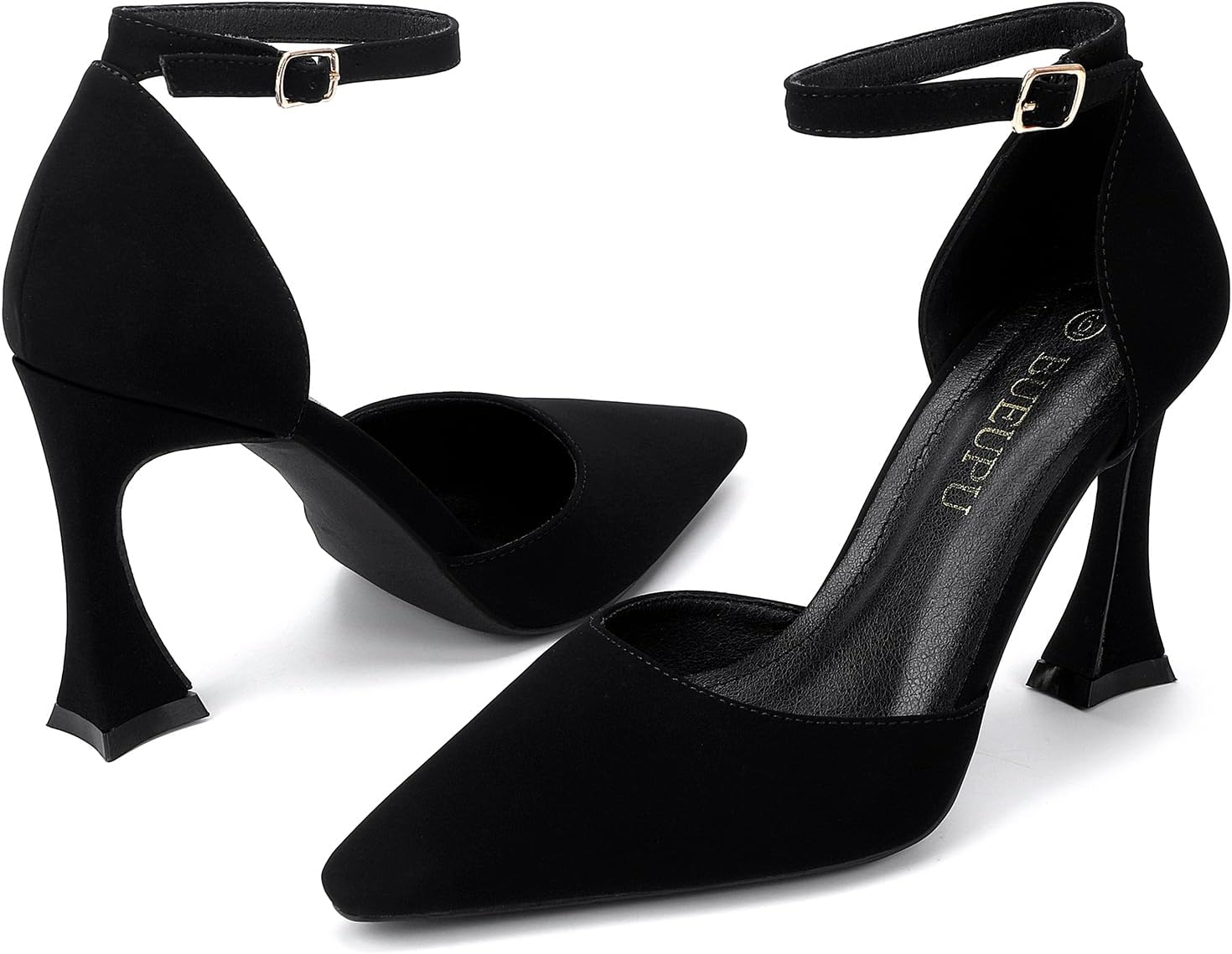 Women's 3.5In heigh Heel Pointed Closed Toe Ankle Strap Pumps Dress Shoes for Women - Image 2