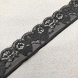 Lace Fabric 10 Yards/Pack Stretch Elastic Ribbon 35MM Wide Soft Trim Lace (Black)