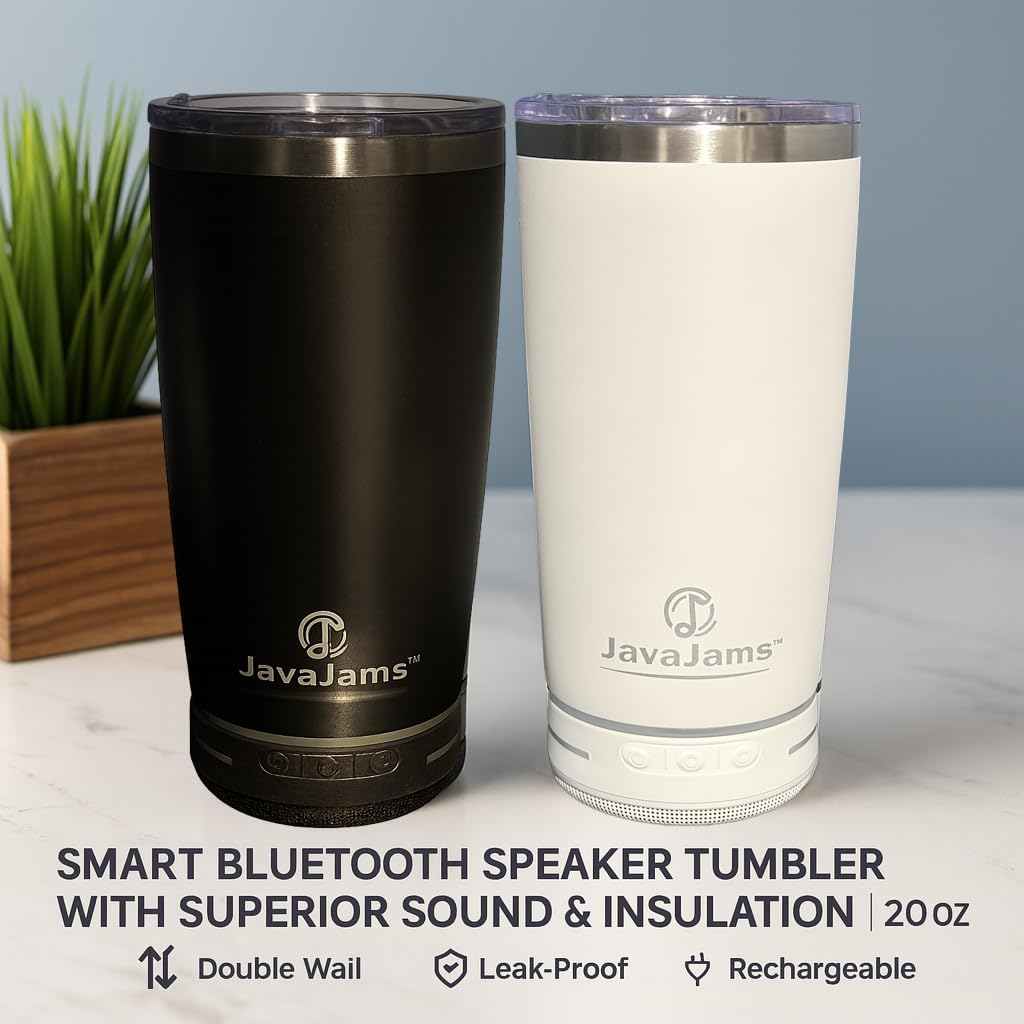 20 oz Bluetooth Speaker Tumbler – Stainless Steel Travel Coffee Mug for Hot & Cold Drinks, Leak-Proof Insulated Cup with Sliding Lid, Portable Music Travel Tumbler with Double Wall Design - Image 3