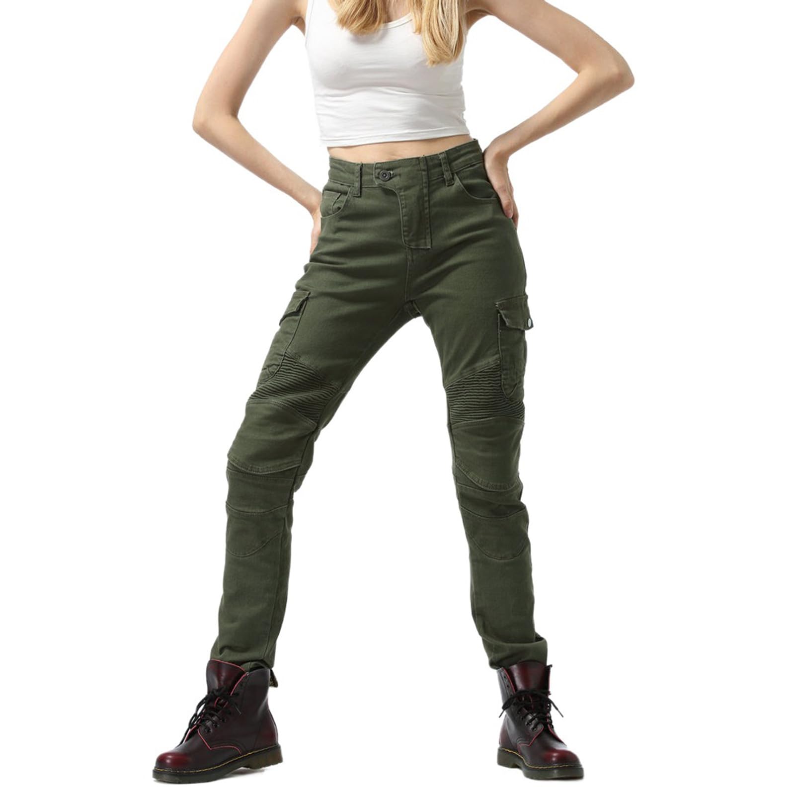 Vaqueros de moto para mujer, pantalones vaqueros skinny de verano, con protecciones para rodillas y caderas, elásticos, ajustados, de mezclilla, para motociclista, hotpants, fiestas