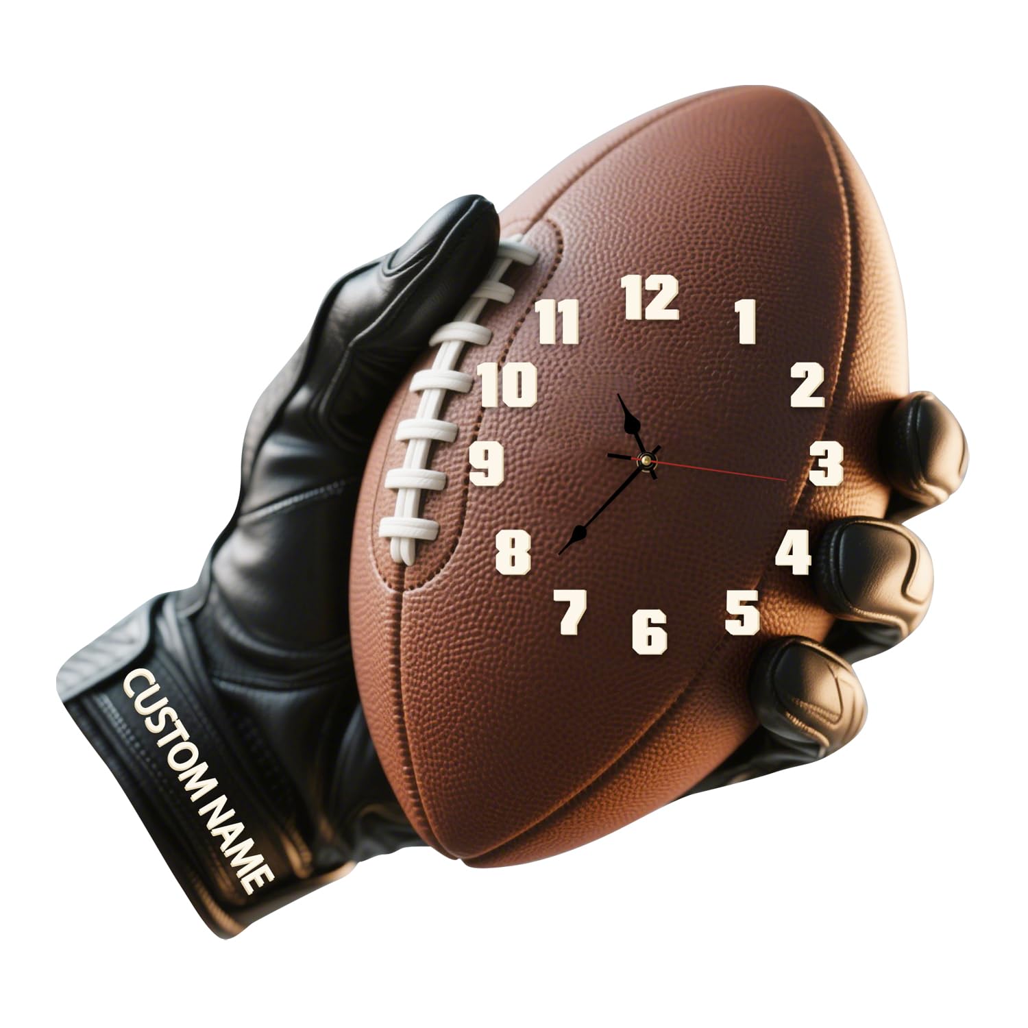 Collienght Personalized Football Wall Clocks with Name Custom Football Creative Clock for Bedroom Living Room Sport Room Home Artwork Father's Day Decor Gift for Daddy Husband Men Boy Player