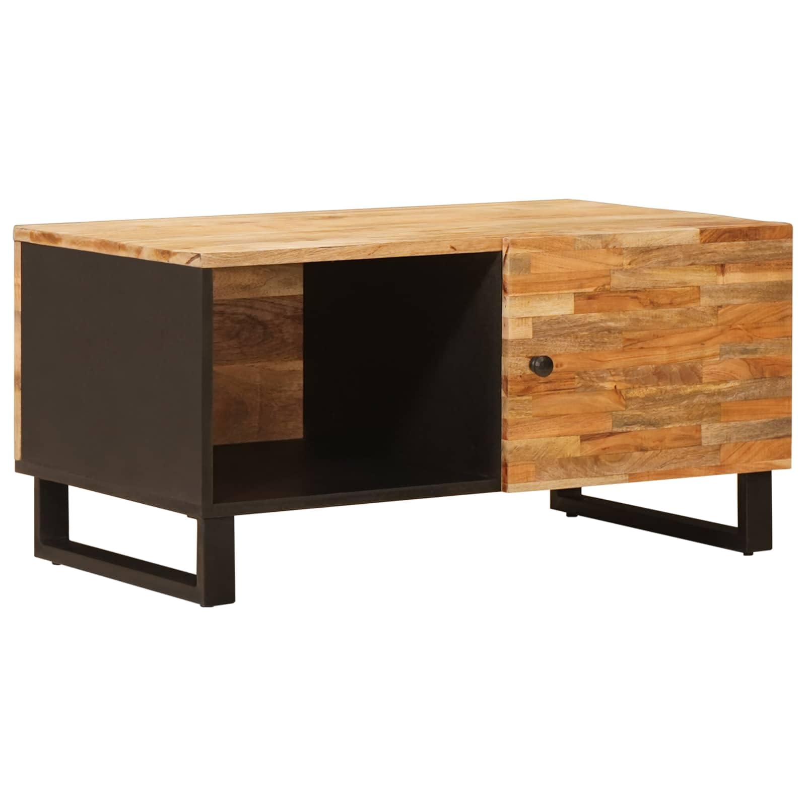 Hothingwell Stolik kawowy z litego drewna mango 80 x 50 x 40 cm brązowy | Prostokątna konstrukcja, ręcznie wykonana, łatwy montaż, prosta konserwacja, do salonu