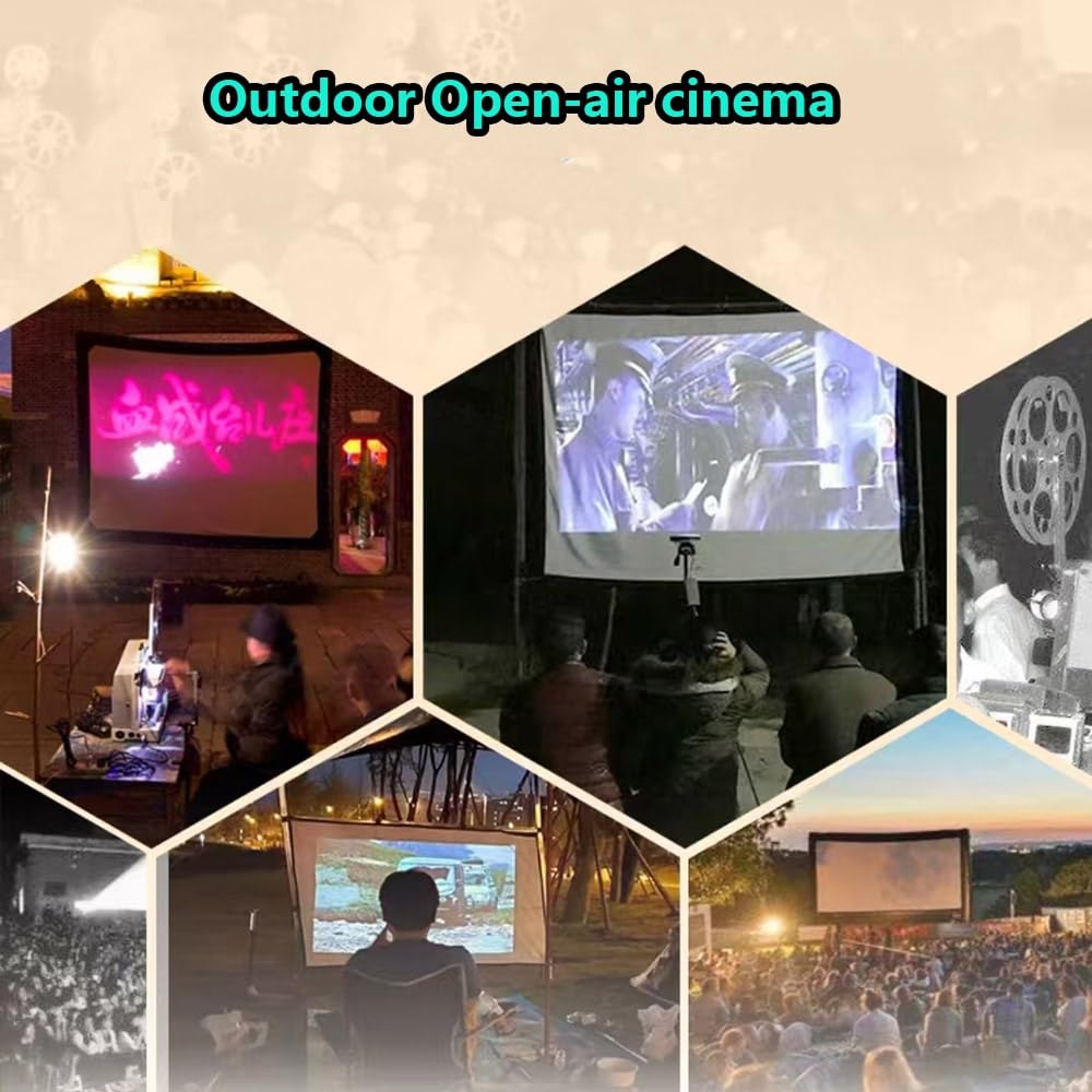 Grande Schermo Proiettore 100" 200" 16:9 Pieghevole Telo Proiettore Anti Rughe, Schermo di Proiezione Doppia Faccia Lavabile per Teatro Ufficio(200inch)