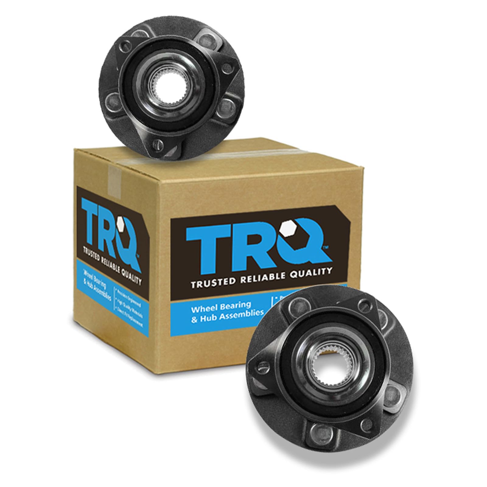 TRQ Front and Rear Wheel Bearing and Hub Assembly Set 2 Piece