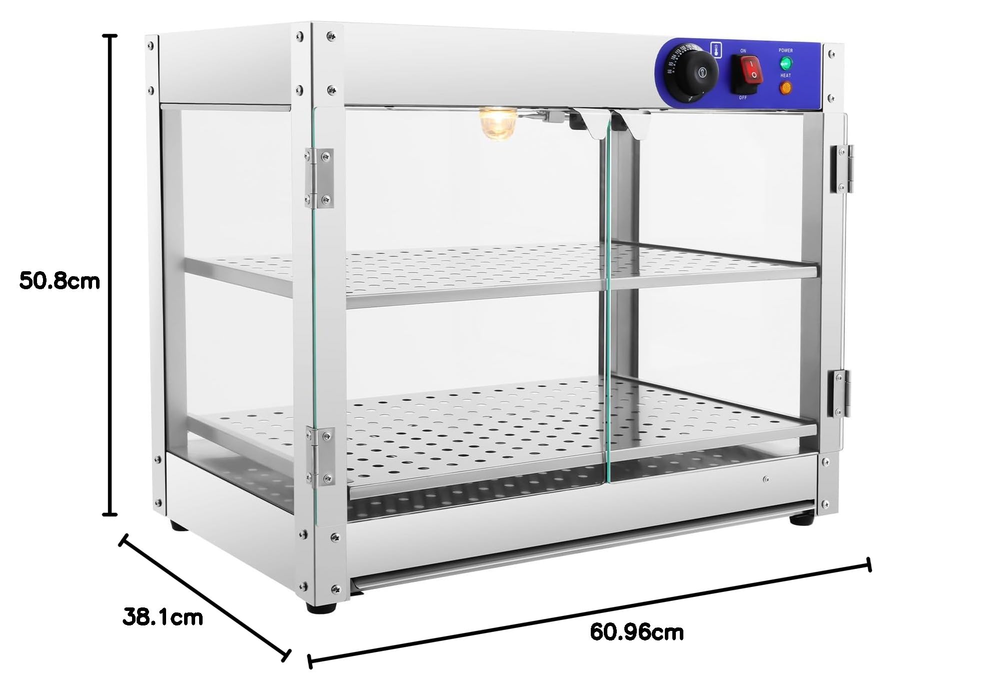 Mostrador caliente - Encimera caliente - Calentador de platos comercial con 2 marcos de acero inoxidable - Escaparate de mantenimiento caliente - Termostato ajustable de 30 °C a 85 °C - Para comedores