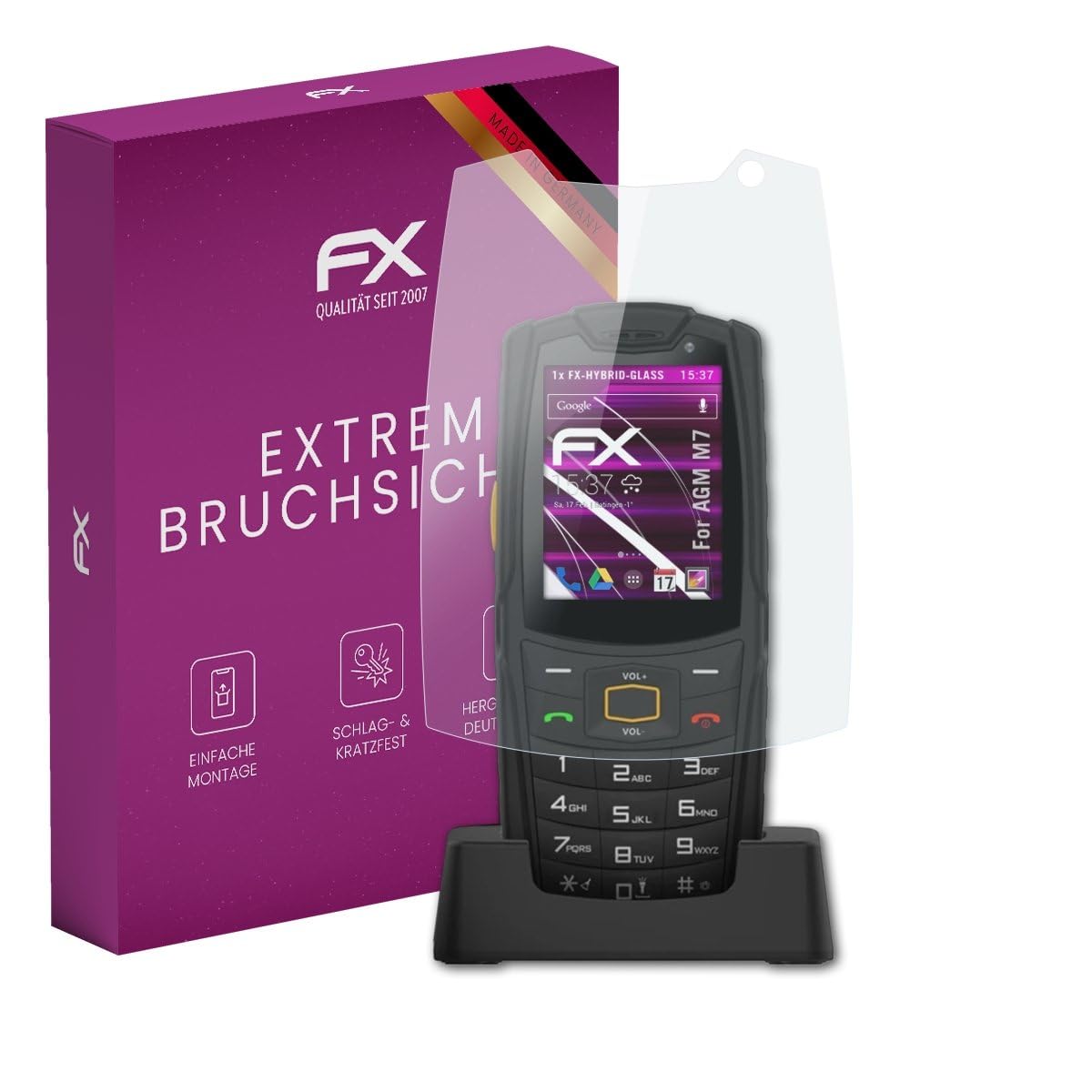 atFoliX Plastic Glass Protective Film compatible with AGM M7 Glass Protector, 9H Hybrid-Glass FX Screen Protector