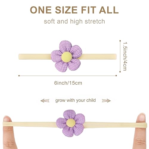 Miniatura 10 de CellElection Diademas para bebés y niñas, 25 colores, cinta de grogrén de 3 pulgadas, lazos pequeños de nailon, bandas elásticas de nailon suave y