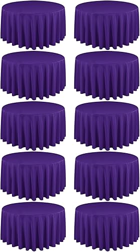 Miniatura 378 de Paquete de 10 manteles redondos de 120 pulgadas, mantel de poliéster blanco para mesa redonda, resistente a las manchas y a las arrugas, mantel