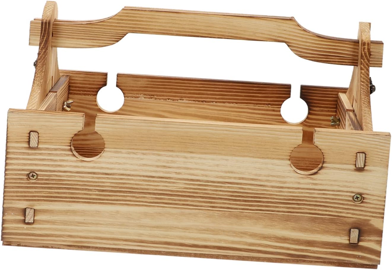 BESPORTBLE Portable Outdoor Folding Table Storage Basket Wooden Multi-Functional Table for Camping Picnic and Home Decor