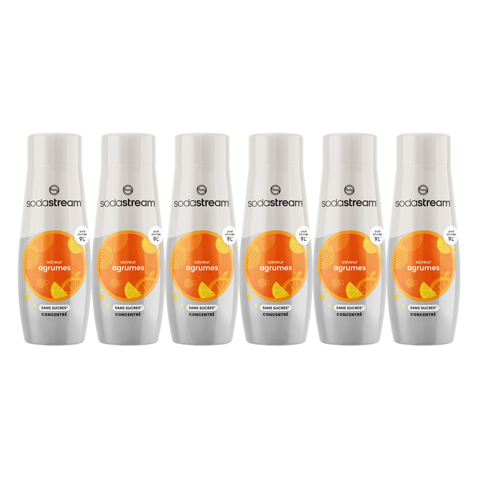Concentrés SODASTREAM - Lot de 6 concentrés Agrumes sans sucres - Jusqu'a 54L de boissons - 440 ml