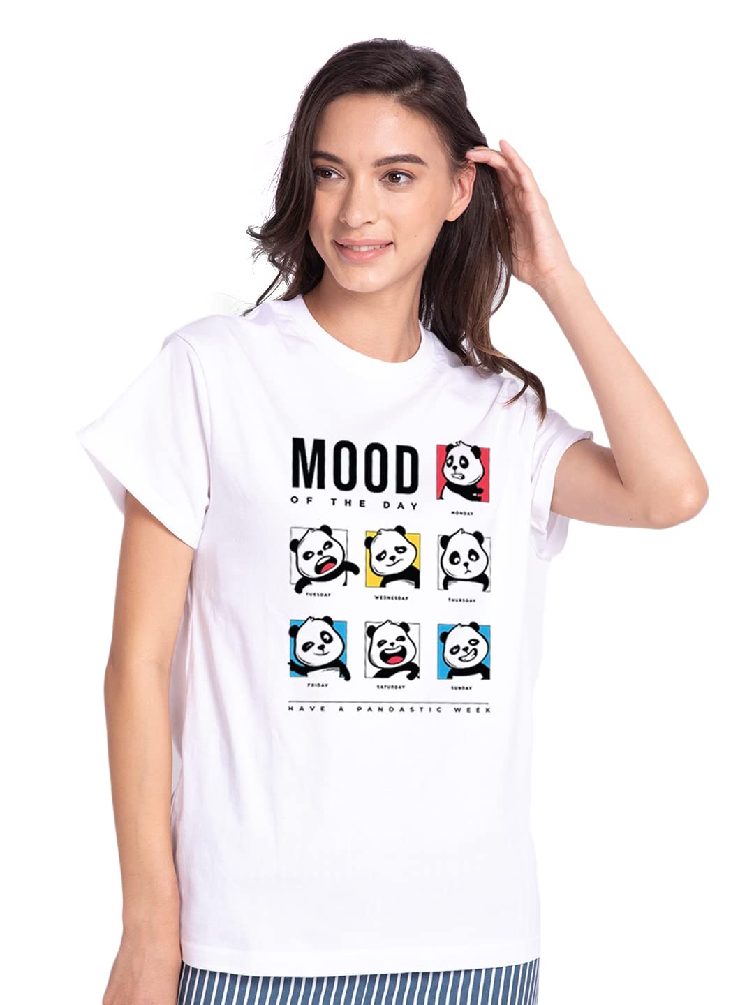 BewakoofWomen's Graphic Printed 100% Cotton T-Shirt - Boyfriend Fit, Round Neck, Half Sleeve