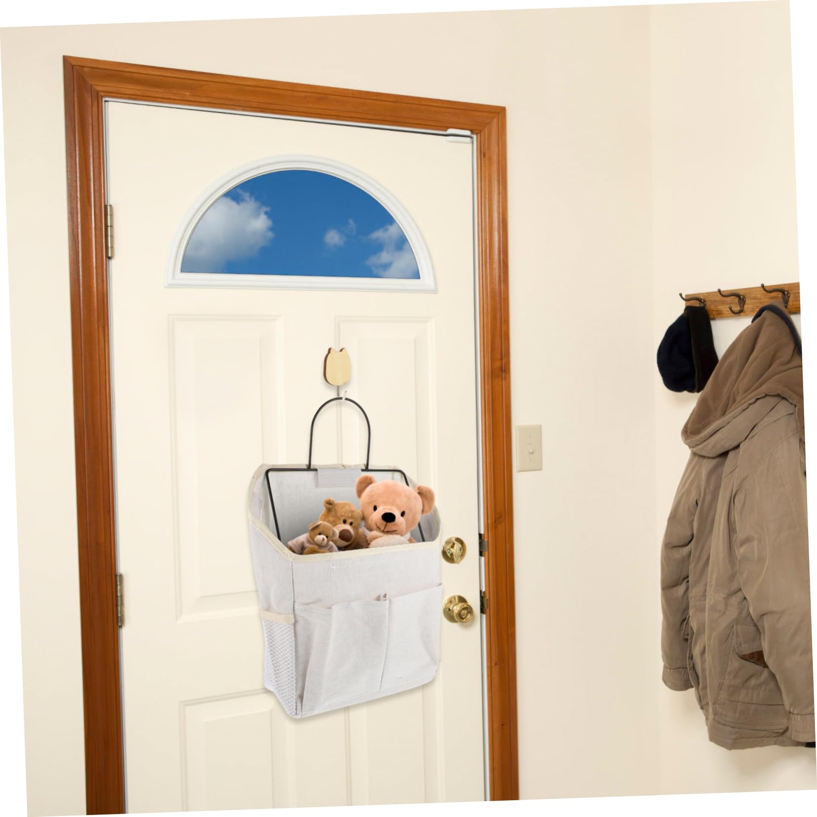 POPETPOP 2 Stück Wand Hängeorganizer aus Segeltuch mit Seitentaschen Platzsparend und Praktisch für Tür oder Schlafzimmer Beige
