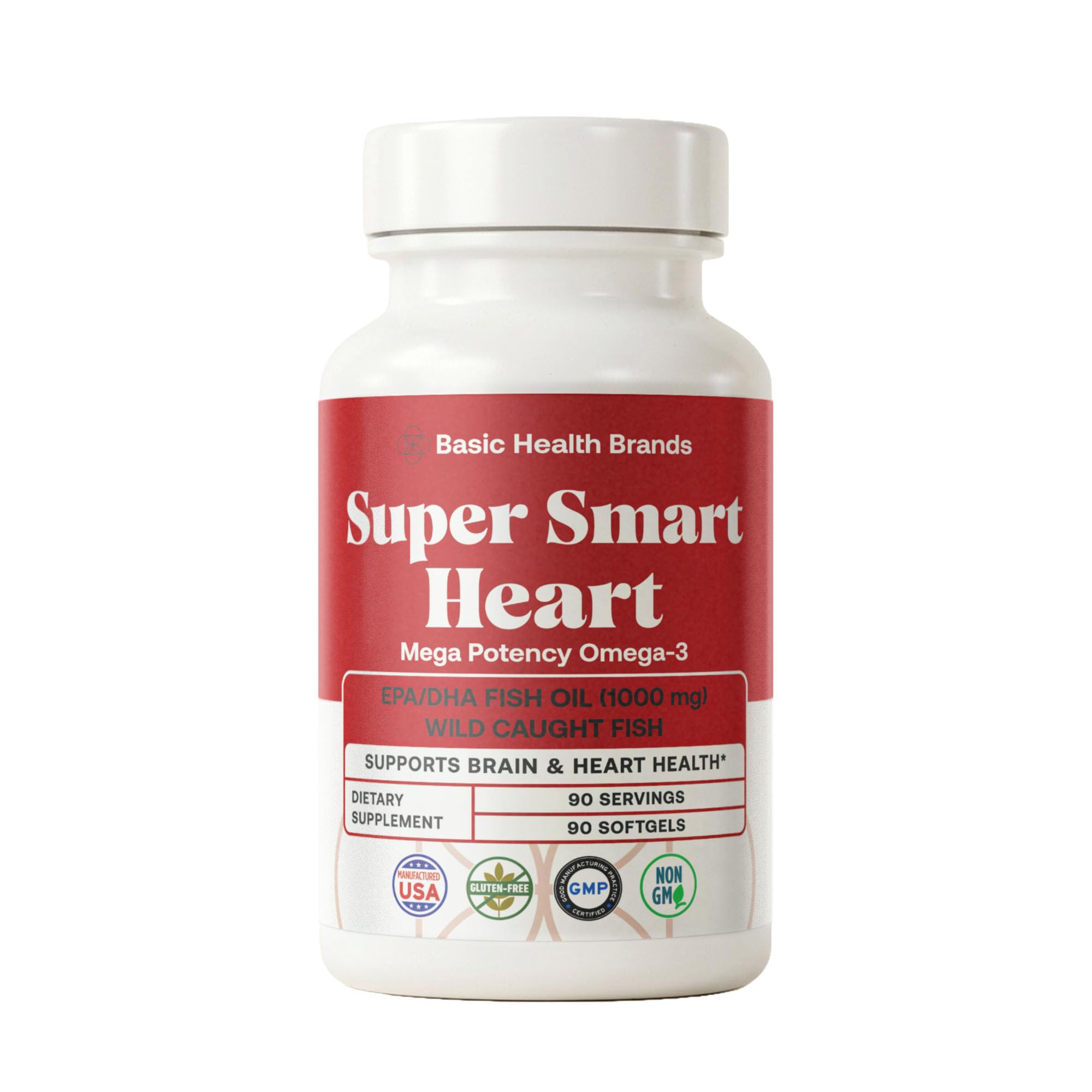 Basic Brands Super Smart Heart Omega Triple Strength, 1,000 mg 90 Count