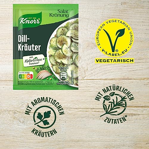 Knorr Salatkrönung Dill-Kräuter für ein leckeres Salatdressing mit natürlichen Zutaten* 5 x 3 Portionen 15 Stück