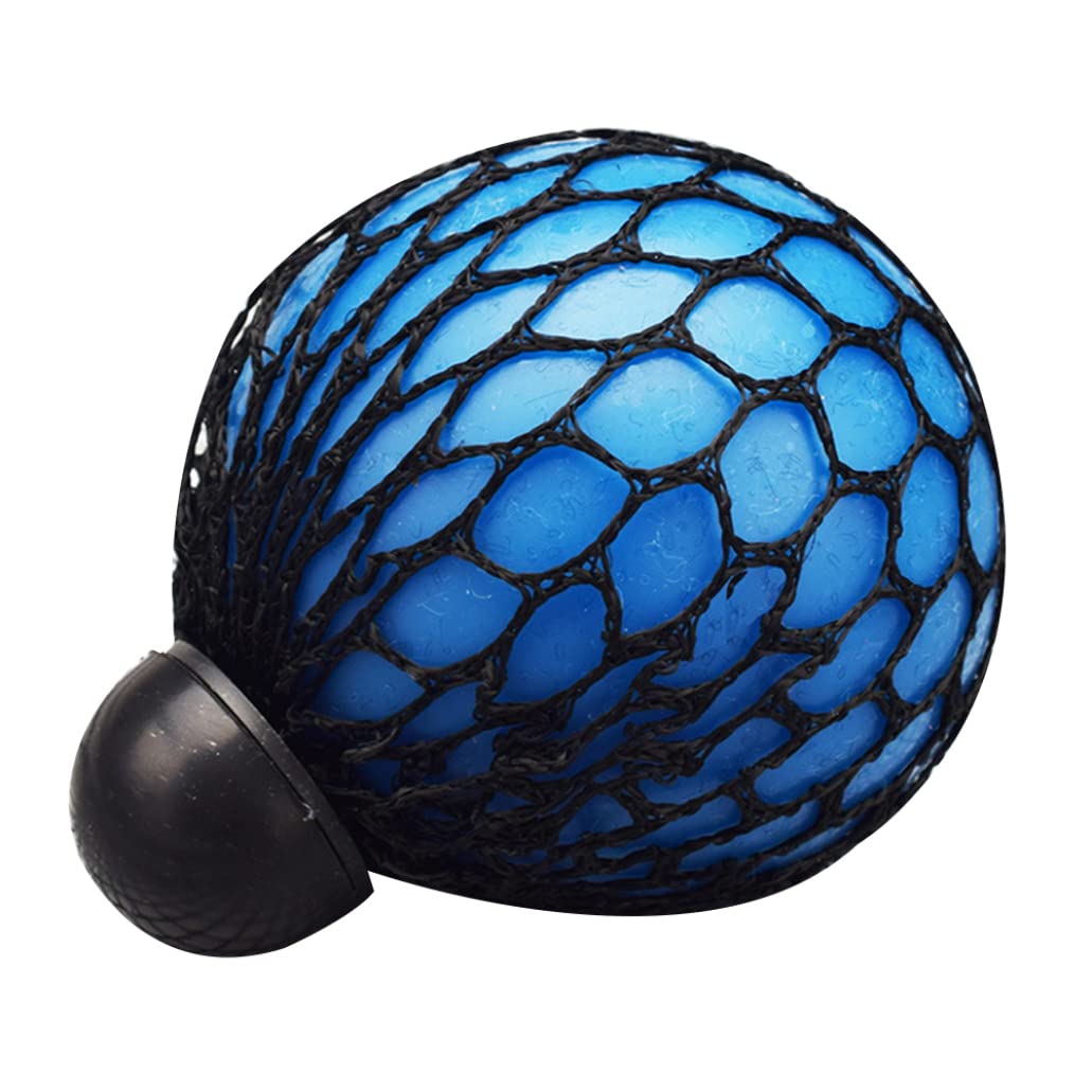 Pesoncarl Squeeze Toys, Fidget Mesh Balls Squeeze Sensory Grape Balls Toy for Adults Pressure Relief Office Blue Black