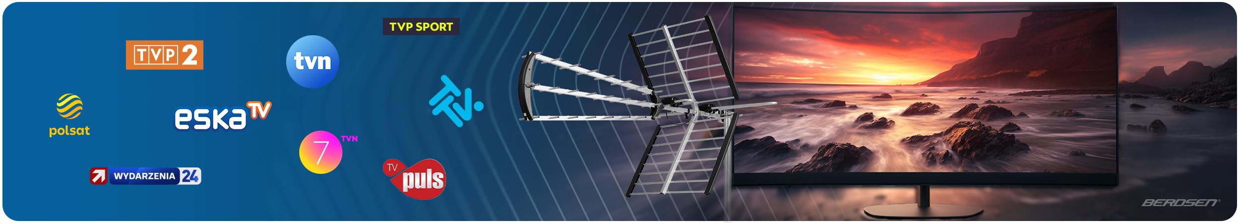 Berdsen Antenne DVBT2 avec Amplificateur Interne 13-15 DB - Portée jusqu'à 80 km - Antenne Extérieur Extérieur - Filtre LTE - Full HD Ultra HD 4K