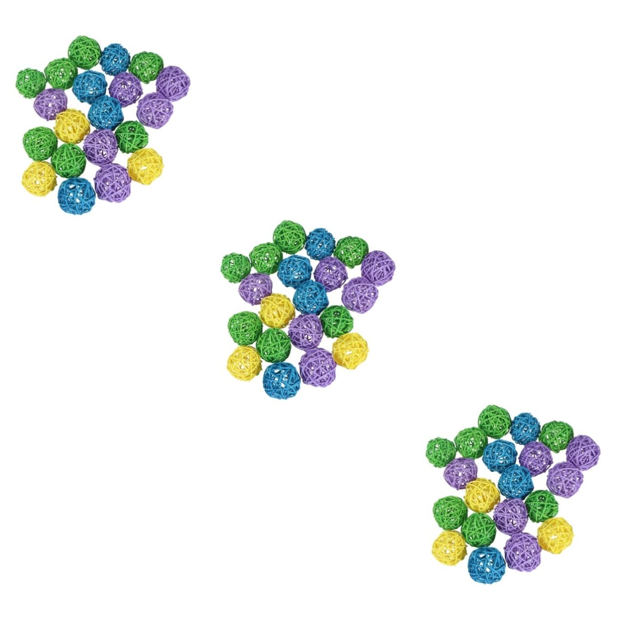 DOITOOL 60pièces Jouets à Mâcher Rotin pour Oiseaux Boules De Rattan Colorées pour Perroquets Et Petits Oiseaux Amusants Et Sains