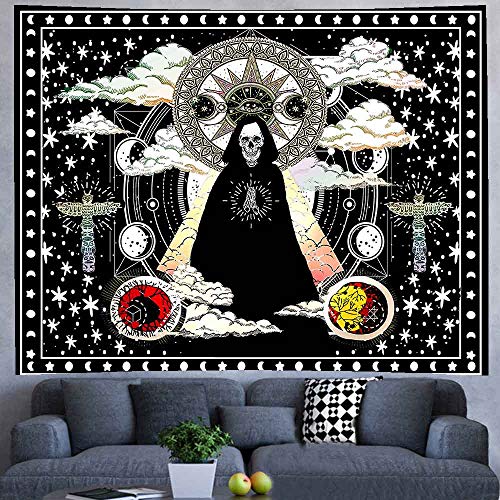 X-Sister Wizard Tarot Tapestry Constellation Sun Iris Tapestry Clouds Stars Butterfly Black And White Decorative Wall Mount Short Plush 80*60 Inches Living Room Bedroom Dormitory Digital Printing Home Decoration Ta2102 #TOP1