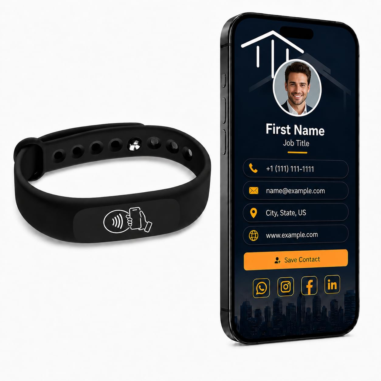 Bracelet NFC connecté QR code pour partage de contact iPhone Android - 8
