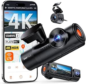 Vantrue N4 Pro S 3 Channel 4K Dash Cam w/Triple STARVIS 2, 4K+1080P+2.5K Front Inside Rear Camera, 5.8GHz Wi-Fi GPS, HDR IR Night Vision, Voice Control, Parking Mode, 1TB Support