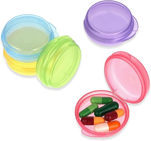 WLLHYF Paquete de 5 mini pastilleros, caja organizadora de píldoras, portátil, soporte para vitaminas, contenedor de píldoras de viaje para bolsa de