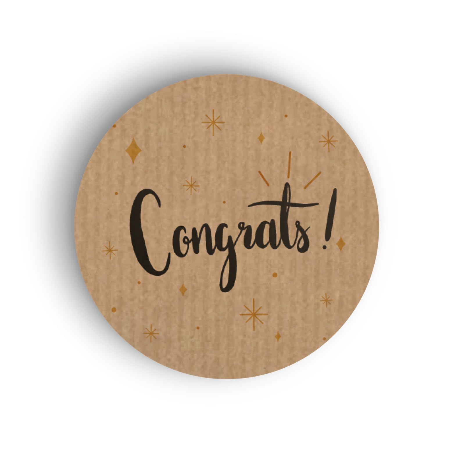 Congrats Graduation Decor Paper Labels, 37mm Self-Adhesive Stickers, Multipack Stationery Craft Decorative Labels (Pack of 450 Labels, Kraft Brown)