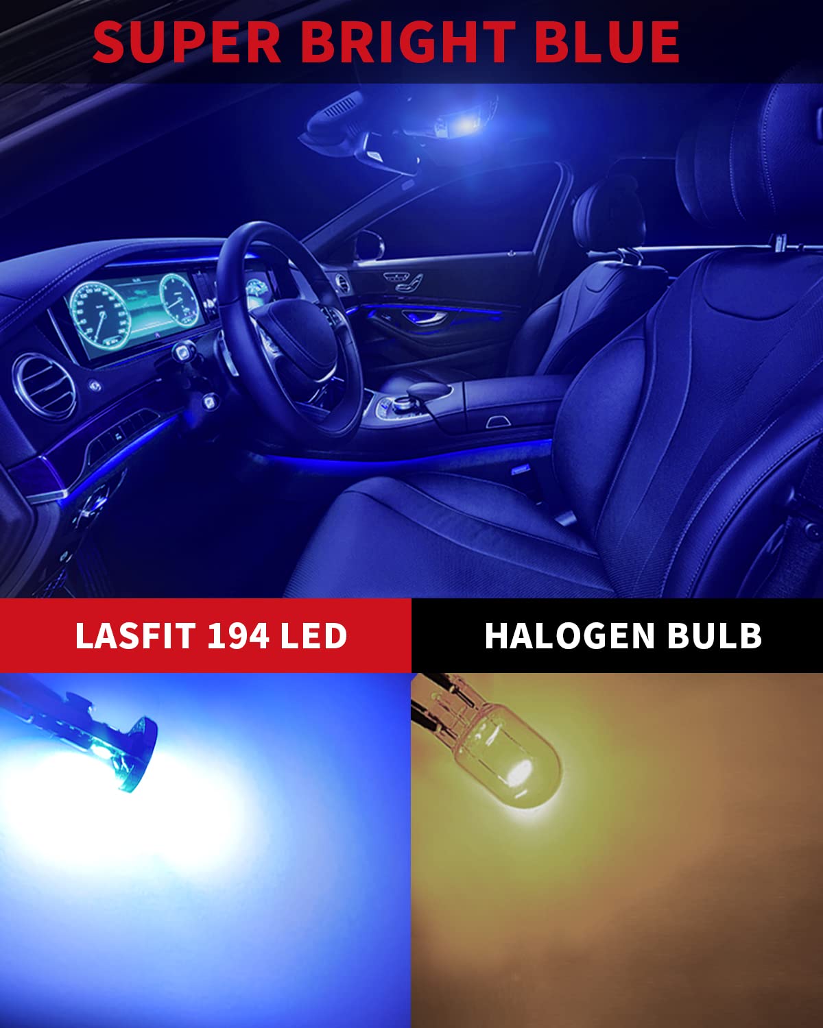 LASFIT 400 Lumens 194 LED Light Bulb, Extremely Bright T10 168 2825 W5W  Wedge 3030 Chipsets Error Free for Car Interior Dome Map Door Courtesy  Lights