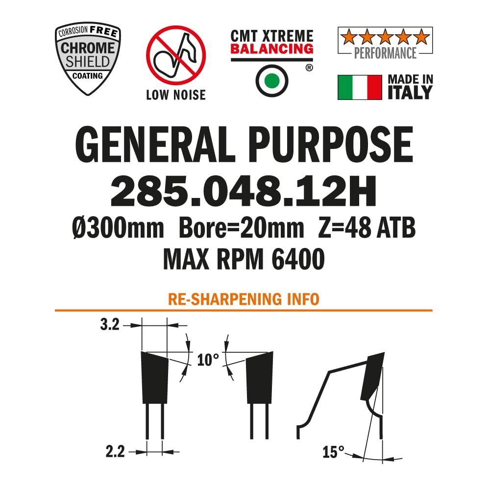 CMT ORANGE TOOLS 285.048.12H - SIERRA CIRCULAR 300X3.2X20 Z=48 ATB 10^