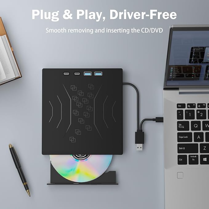 Unidad DVD externa 7 en 1 USB 3.0 y Type-C portátil miniatura 7
