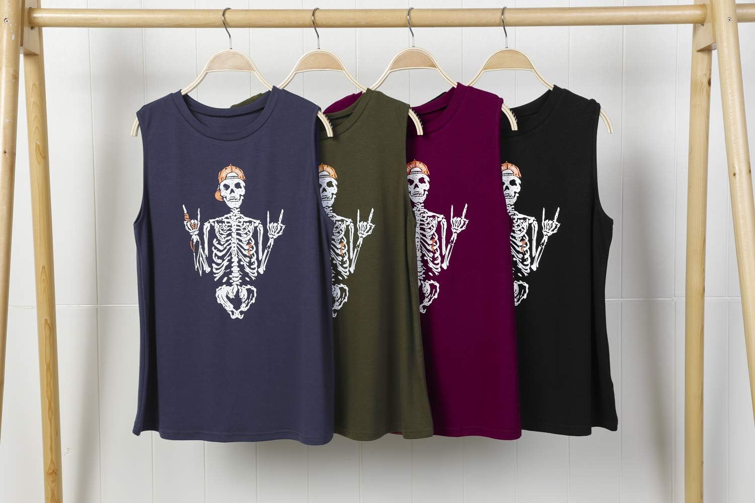 BRUBOBO Womens Funny Skull Graphic Tank Tops Summer High Neck Sleeveless Workout Tee Shirts - Image 4