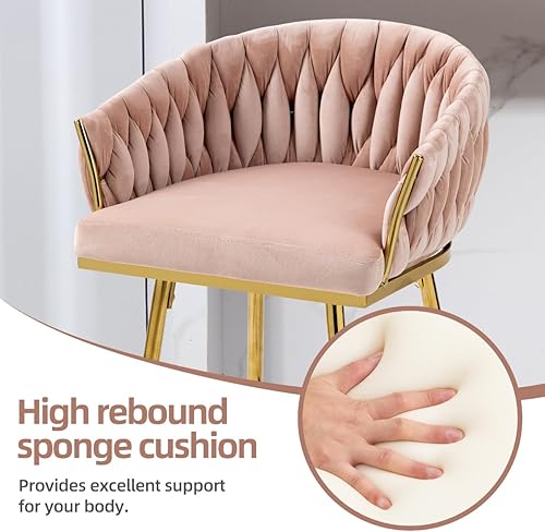 Miniatura 5 de Juego de 2 taburetes de bar de 26 pulgadas de altura de mostrador, taburete de bar de isla de cocina con respaldo hecho a mano, marco cromado