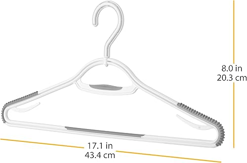 Miniatura 3 de Whitmor Perchas delgadas de agarre seguro con gancho giratorio (juego de 5), blanco, 17.13 x 8.07 pulgadas