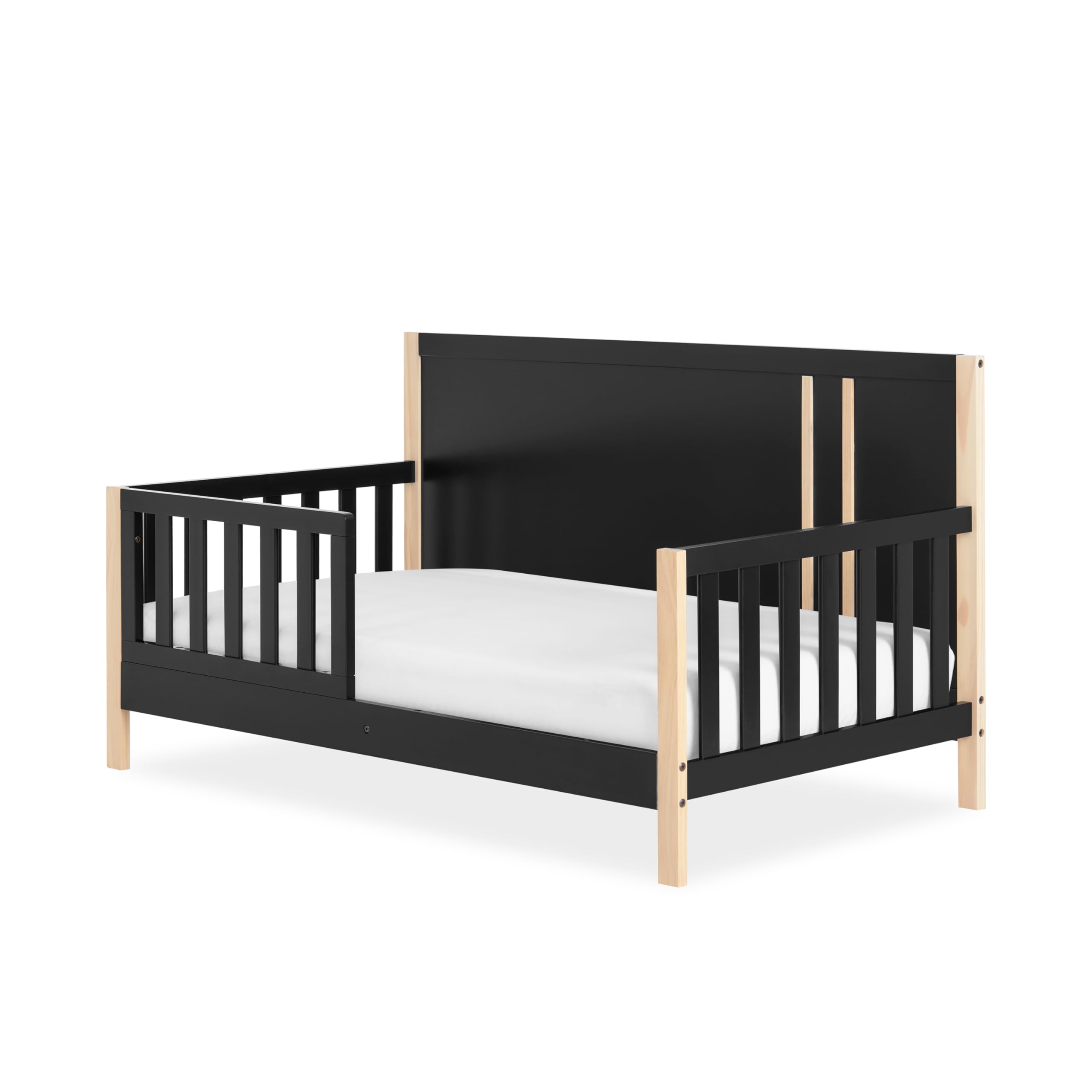 Dream On Me Soho Toddler Bed in Matte Black Vintage, JPMA & Greenguard Gold Certified, Crafted with Sustainable New Zealand Pinewood