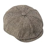 Clásico: gorra plana de vendedor de periódicos de 8 paneles, punta de botón, tela de tweed estilo chevron, que hace que este gorro de panadero plano de vendedor de periódicos sea elegante y clásico para hombres y mujeres