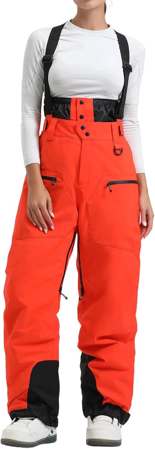 Snow Bibs Women Baggy Snowboard Pants Thicken Ski Bibs Loose Overalls Windproof Insulated Warm