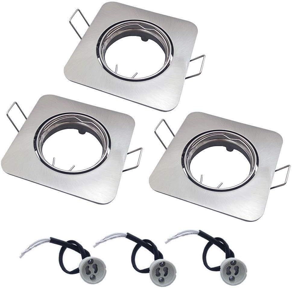 BlueXP 3 Pack LED Recessed Spotlights Trim Rings Fitting Square Gu10