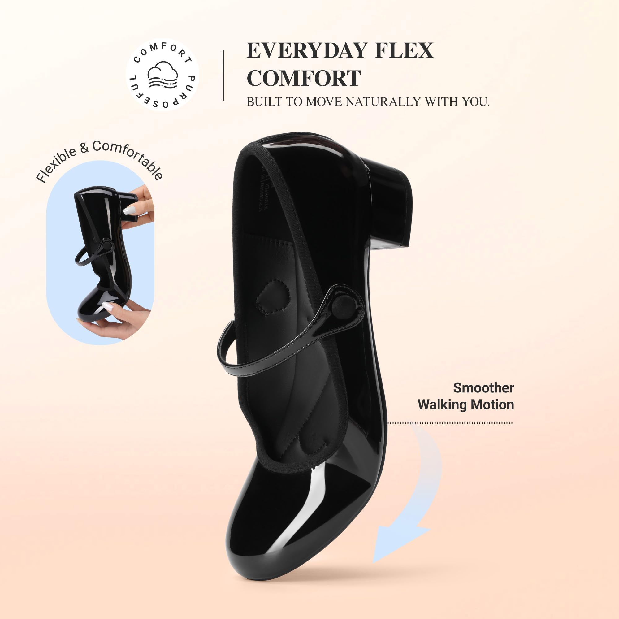DREAM PAIRS Mary Jane Donna – Comode Eleganti Scarpe Slip-on con Tacco Basso e Largo – Modello Chiuso a Punta Tonda, Ldeale per Lavoro e Tempo Libero