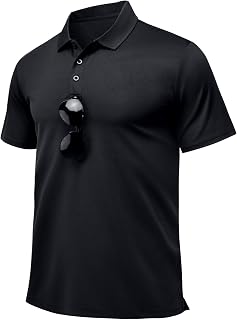 Peakwell Men's Quick Dry Golf Polo Shirt - Breathable Micro-Mesh Short Sleeve Active Collared T-Shirt for Golf & Casual Wear
