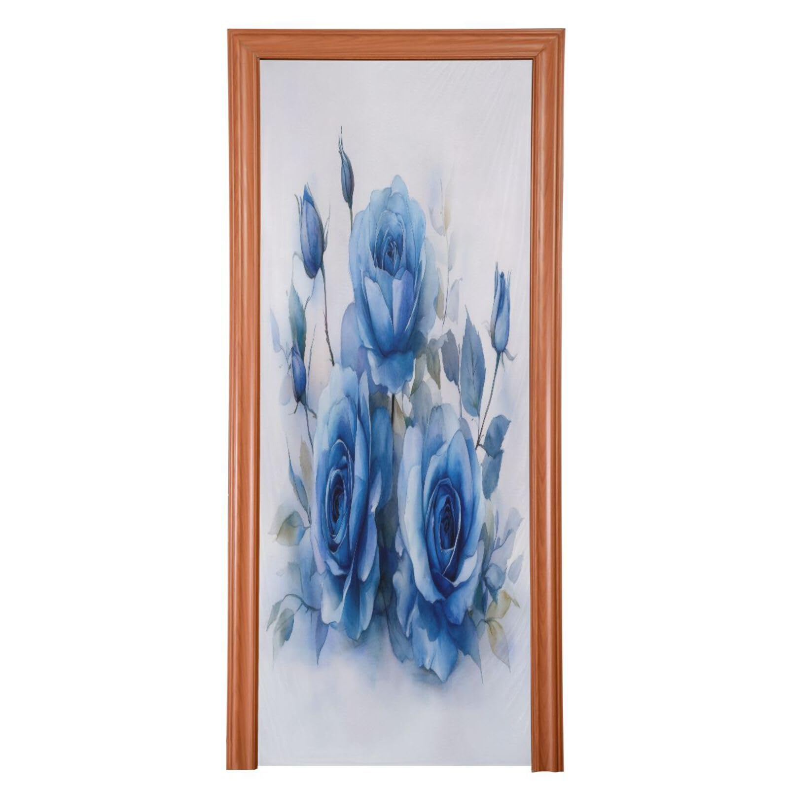 FLildon Valentine's Blue Rose Watercolor Door Cover Decoration, Party Accessory Porch Decor for Festive Ornament Room Door Covers 36 x 98 Inch