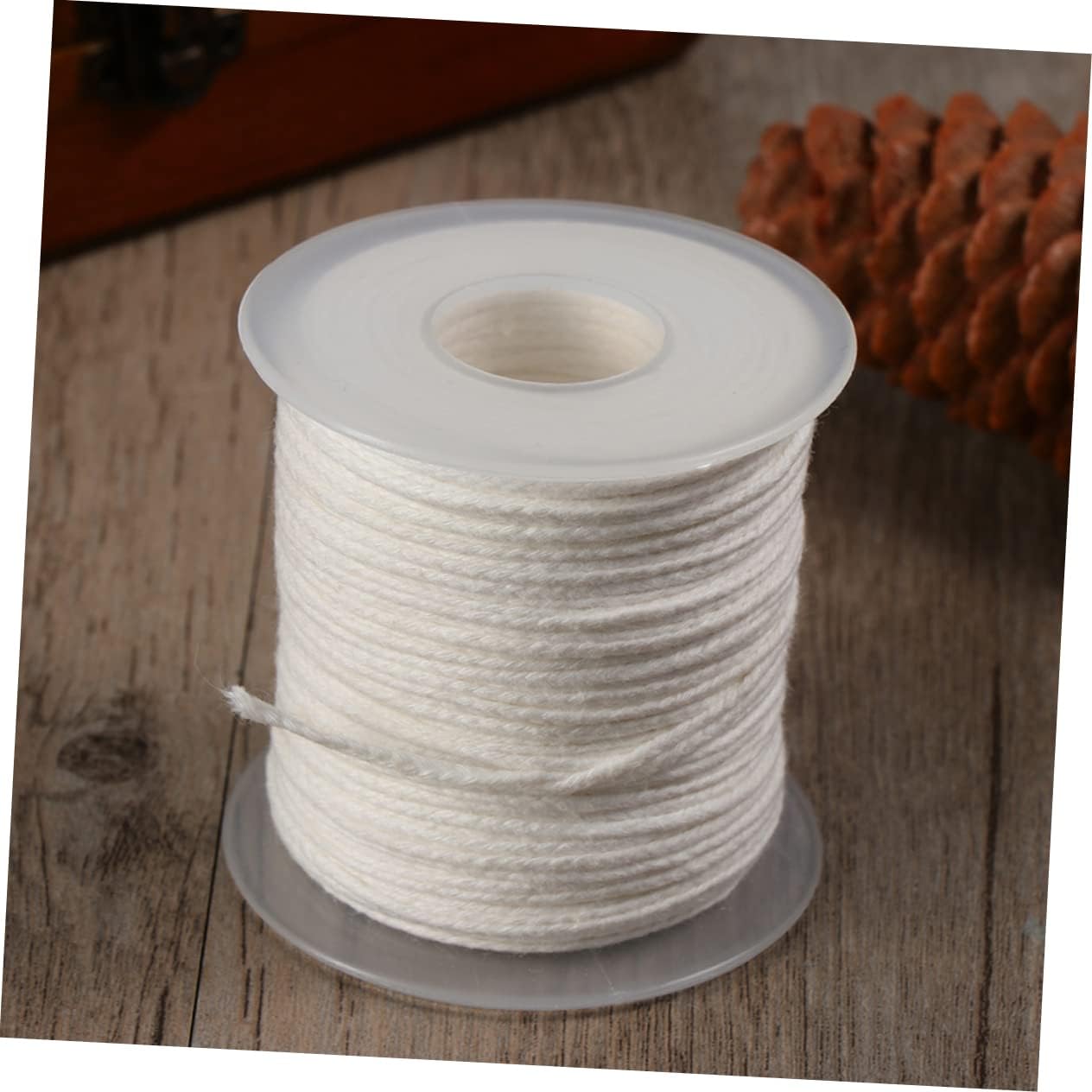 Housoutil 1Roll Cotton Braided Wick with Wick Tabs for DIY Candle Making Easy to Use Candle Wick Kit for Handmade Candles for Crafting and Home Decor