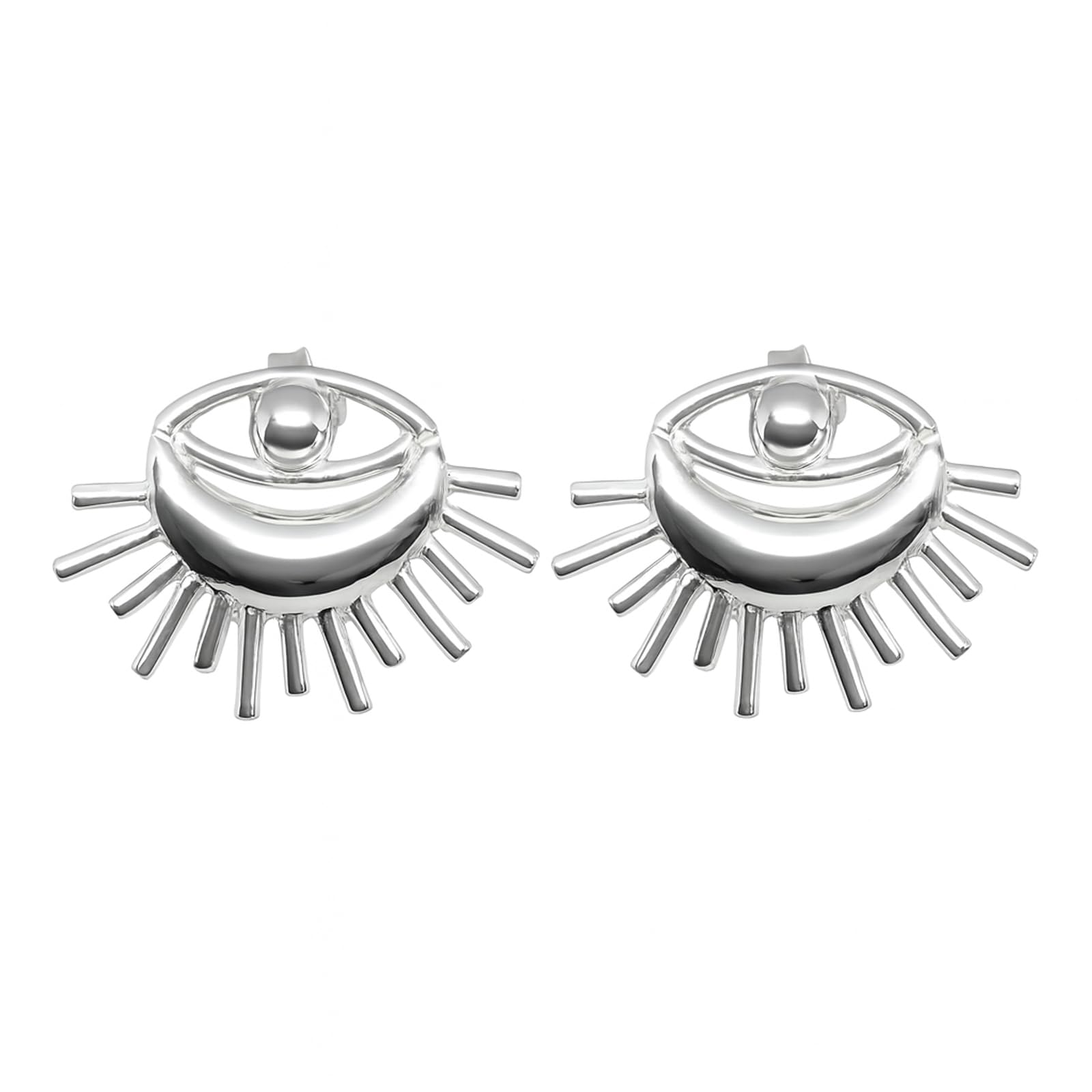 Boucles d'oreilles clous soleil en argent 925 et or, bijoux faits main - 8