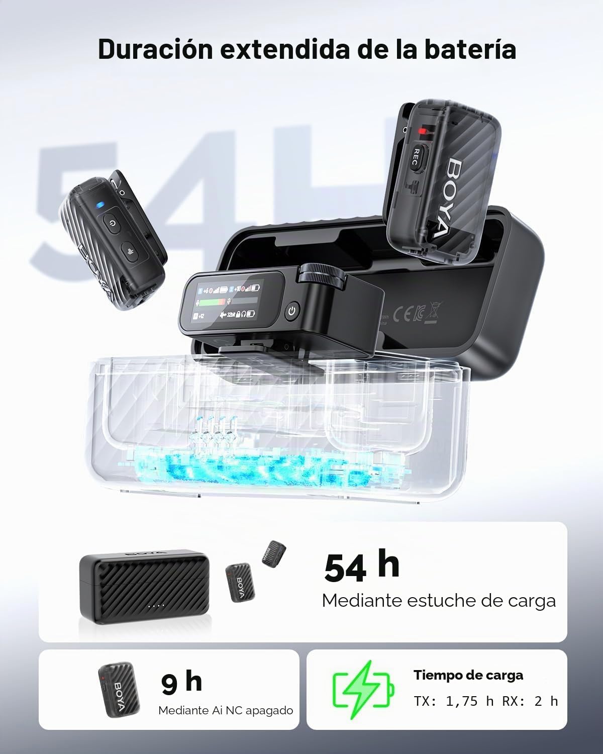 BOYA BOYAMIC 2 Micrófono Lavalier Inalámbrico para iPhone/Android/PC, Micrófono USB-C Mini Teléfono Móvil con Reducción de Ruido AI, 300M, 48KHz/32Bit, Micrófono de Solapa para Grabación de Video