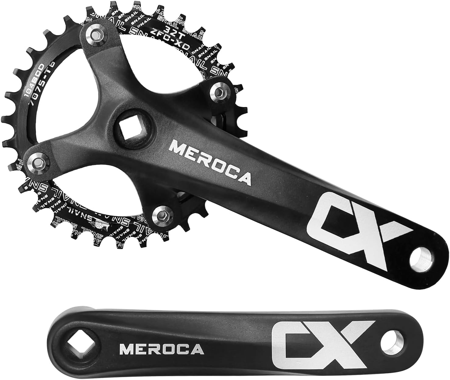 Mountain Bike Single Speed Crankset, 170mm Aluminium Alloy Cranksets Bicycle Crank Set with 104 BCD 32T Round/Oval Chainring MTB Square Taper Crankset Replacement for Shimano SRAM FSA