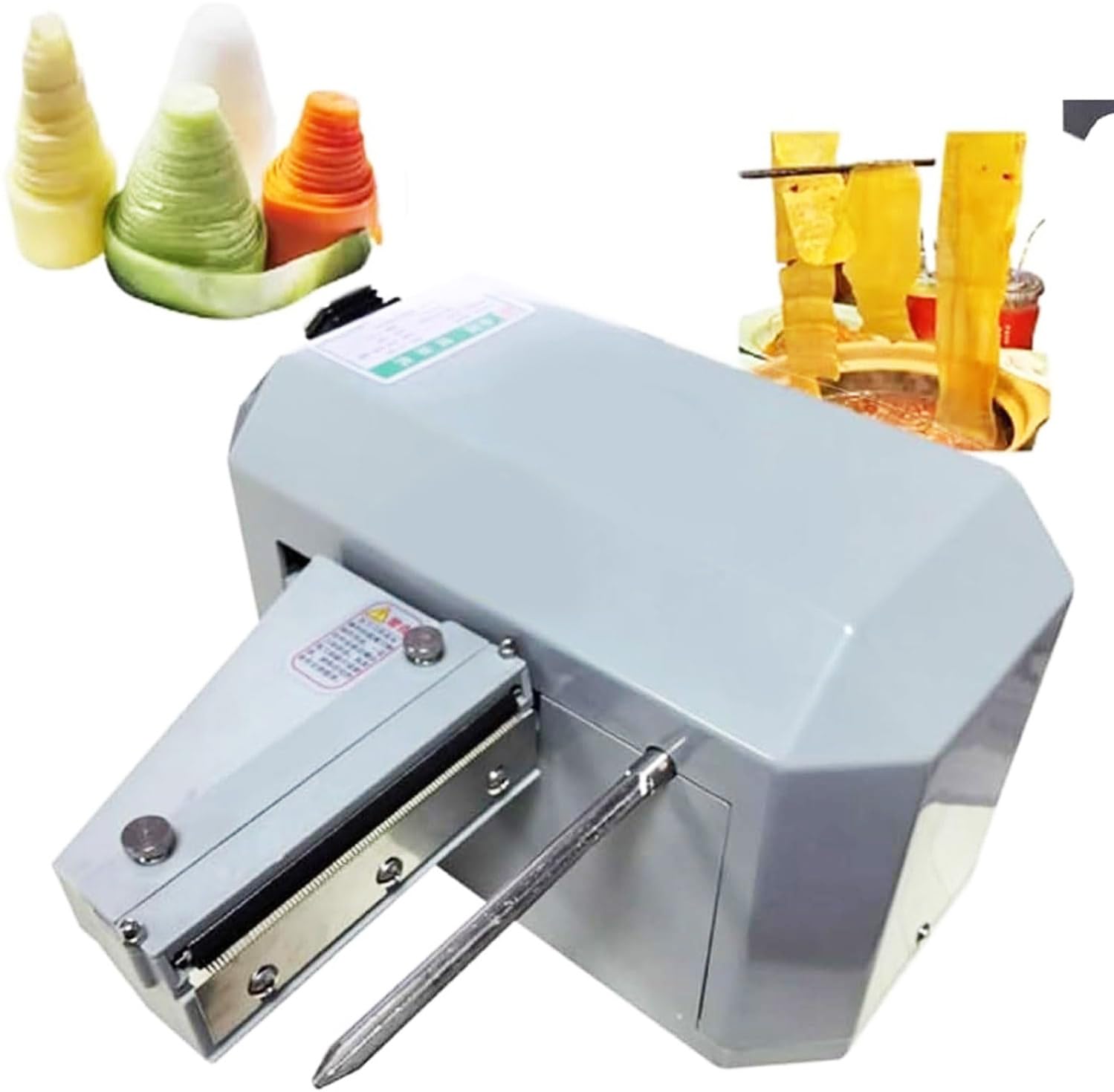 ZHJOPP 220v Electric Vegetable Shredding Machine,Spiral Slicer Shredder & Mesh Cutter with 3 Molds, Waterfall Potato Grater for Home Restaurant