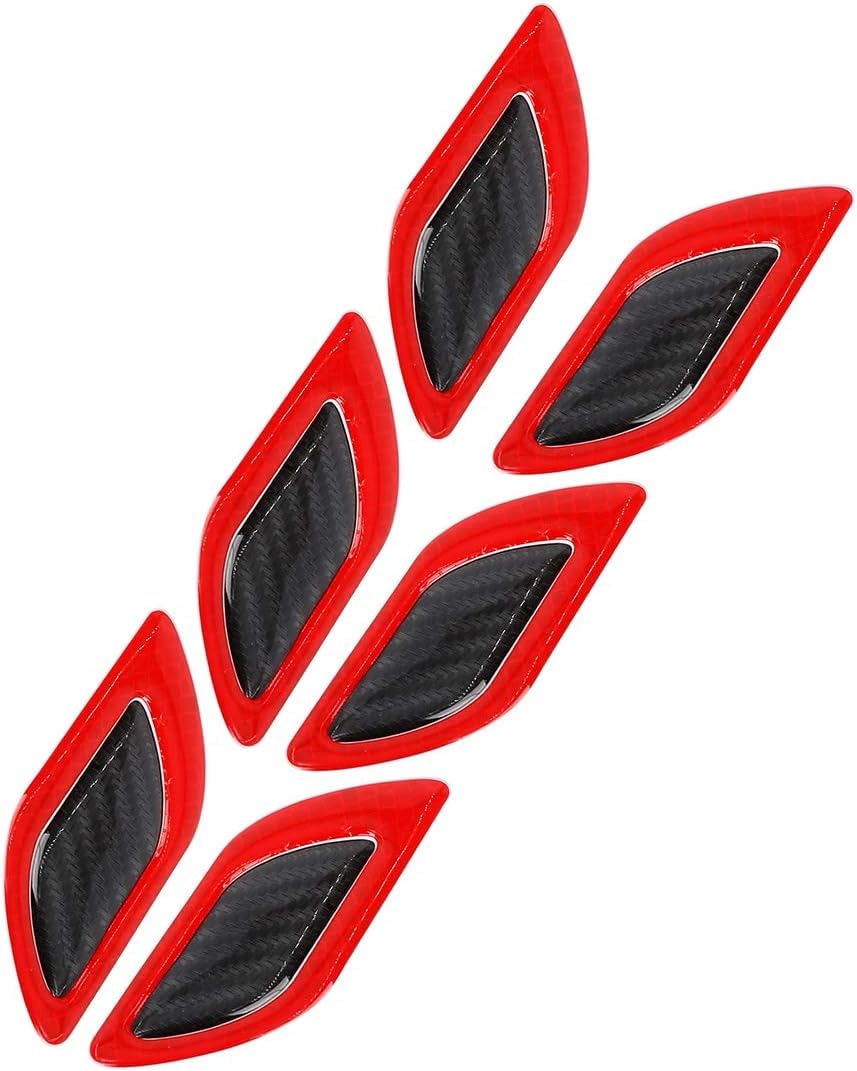 Carbon Fiber Graphic Car Reflective Sticker, Warning Sign Bumper Door Fender, Door Edge Guard Reflective Protector Anti-Collision Car Sticker Exterior Accessory (6 Pcs Set) (Red)-image-14