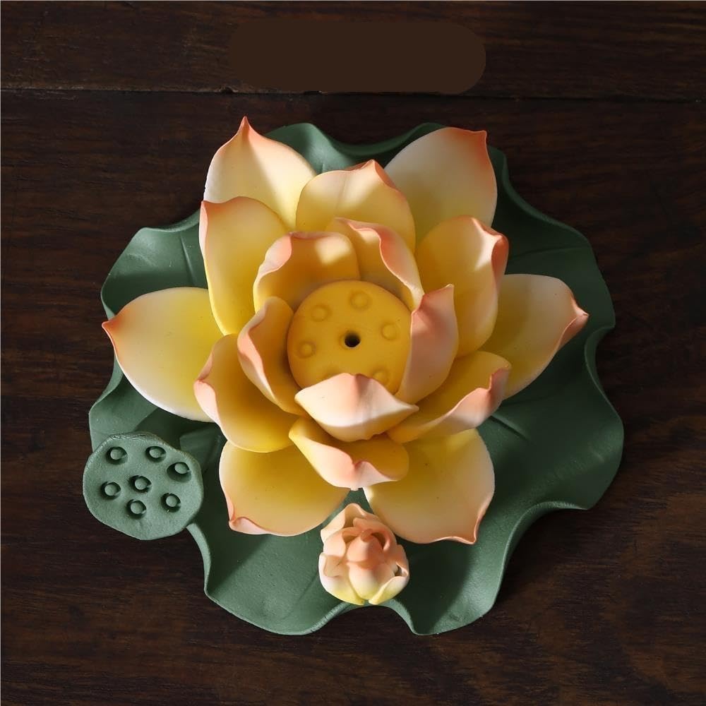 Portaincenso in ceramica di loto base for bruciatore in legno di sandalo